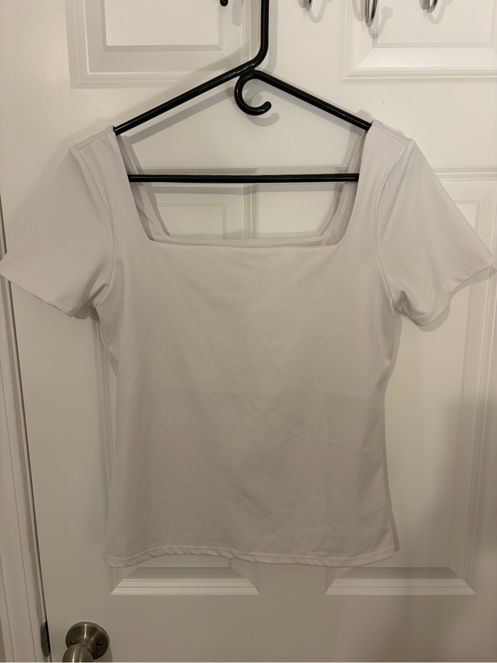 Hunter & Brown Soft Sculpting Square Neck Short Sleeve Top in White - Large
